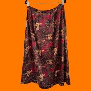 90's vintage satin paisley boho whimsigoth maxi skirt LARGE Kathie lee